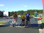 John Finney, Howard Fitzpatrick, Dan Patterson just after finishing their fast paced ride from Mebane to Henderson - Cycle NC 2011