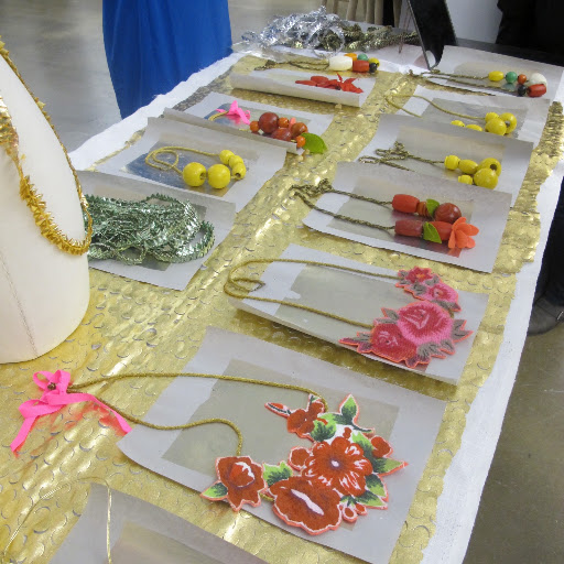 Jodi's necklaces on display.