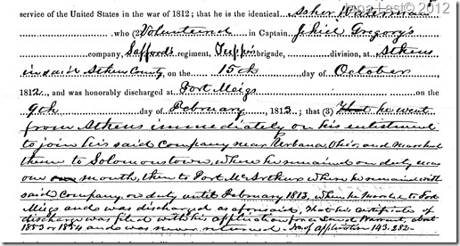 Declaration of Soldier Pension Cropped Section