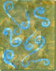 2.Lidl metallic gold acrylic on blue patterned paper with paper resists gloss AGL 2.Lidl metallic gold acrylic on blue patterned paper with paper resists gloss AGL