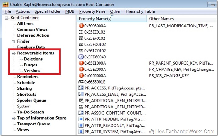 Recoverable Items folder in MFCMAPI