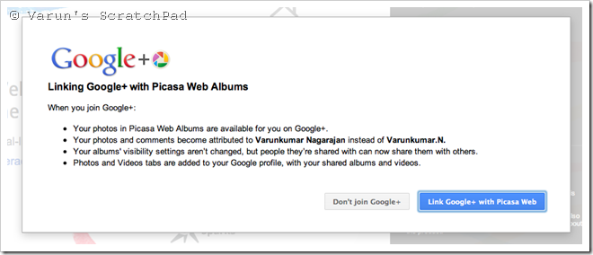 Linking Picasa albums with Google+