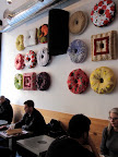 Doughnut art bedecks the walls. Doughnut art bedecks the walls.