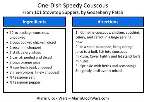 one-dish speedy couscous recipe card one-dish speedy couscous recipe card
