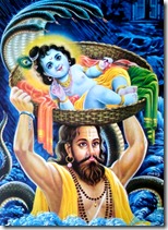 Vasudeva carrying Krishna