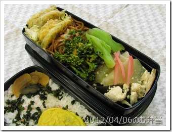 2種のレンコンはさみ揚げ＆大根とカマスの煮物弁当(2012/04/06)