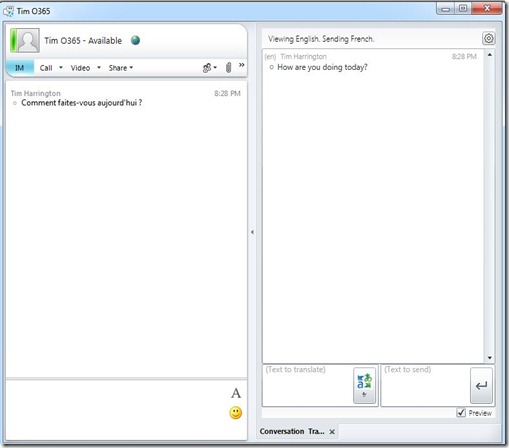 lync add-in - translator - IM