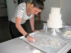 Here I am spraying some edible pearl paint on the sugar gemstones so that they would really pop when placed on the 