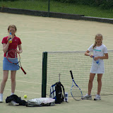 Sue Smith and Emma Neil Smith take a break during the U12 finals match. Sue (Sligo Tennis Club) went on to win the match.