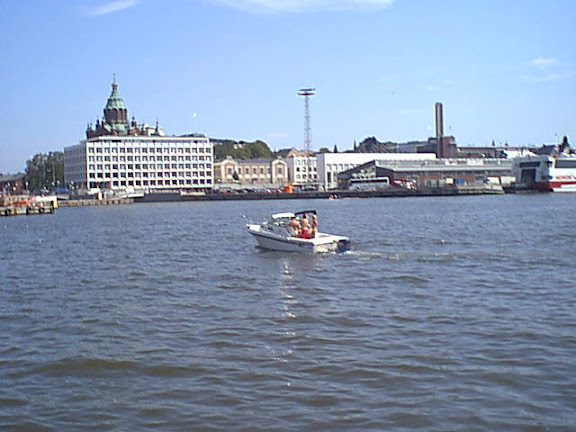 Motorboat in harbor