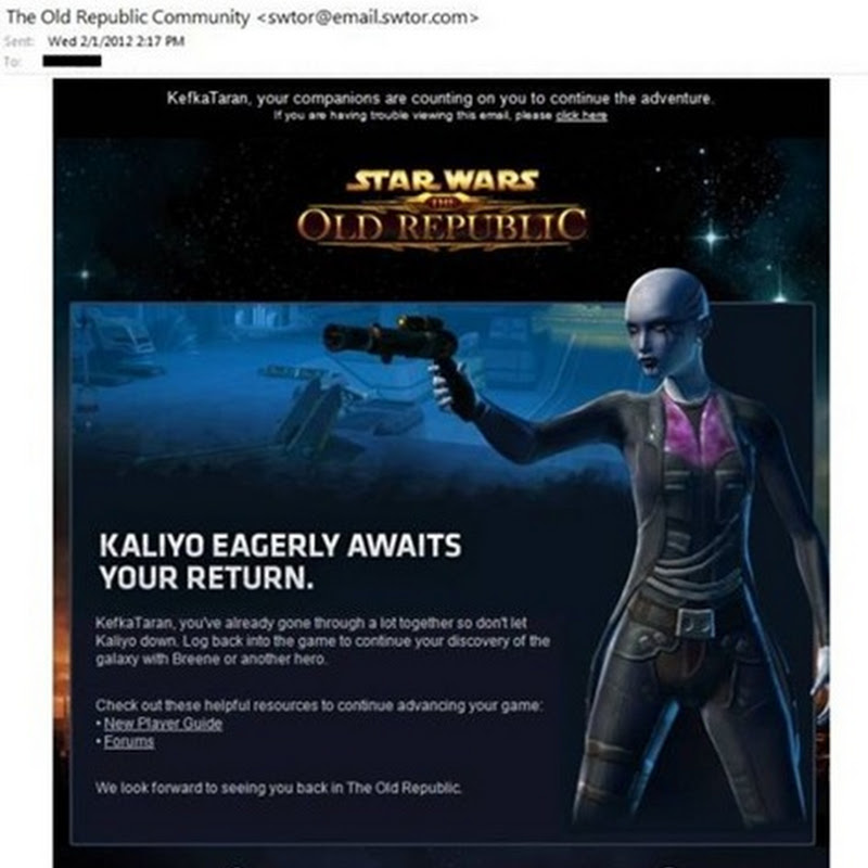 Einsame Star Wars Begleiterin bietet mich, zu The Old Republic zurückzukehren