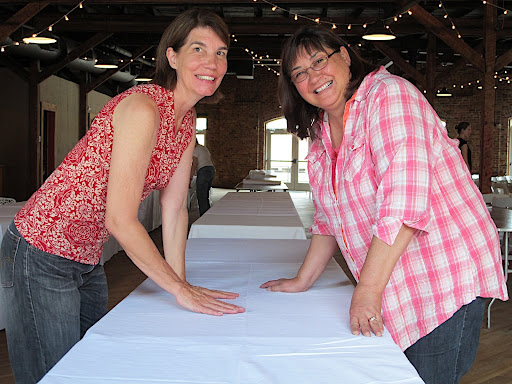 Everyone helped set up the reception space.
