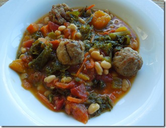 Kale, butternut squash and sausage soup