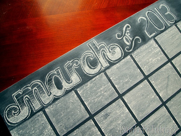 Chalkboard Calendar by Sawdust & Embryos