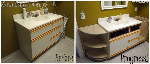 Extending the Bathroom Vanity {Sawdust and Embryos}