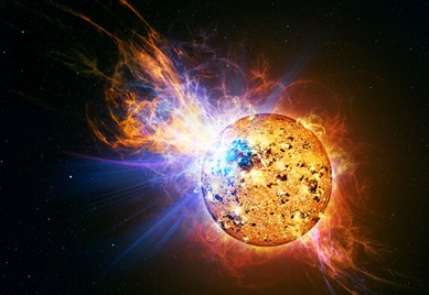ilustração da emissão de um flare em estrela