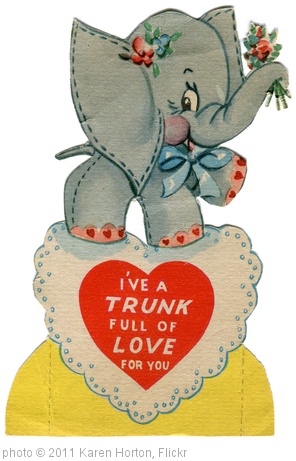 'vintage valentine card: elephant' photo (c) 2011, Karen Horton - license: http://creativecommons.org/licenses/by/2.0/