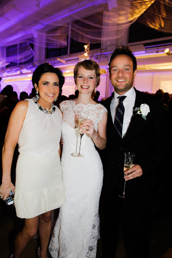 Me and our gorgeous couple. Lisa's Monique Lhuillier dress was stunning on her and he looked perfect for our NYC themed party in Daniel Cremieux for Dillard's.