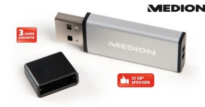 Medion USB flash drive with 32GB storage space on offer at Hofer KW for  14.99 € 11