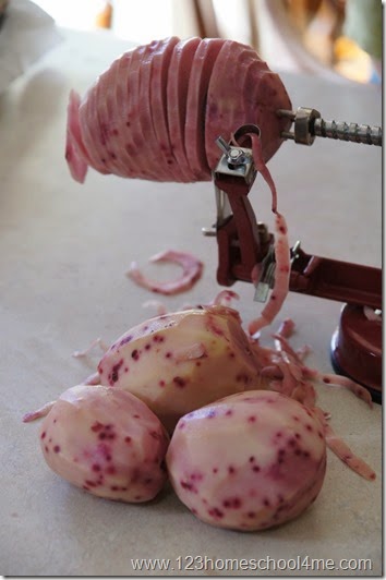 Use an apple peeler to slice potatoes Use an apple peeler to slice potatoes