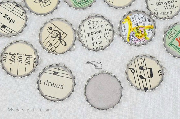 place the circles in the settings vintage ephemera jewelry