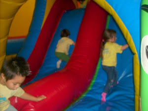 Everyone going up the slide!