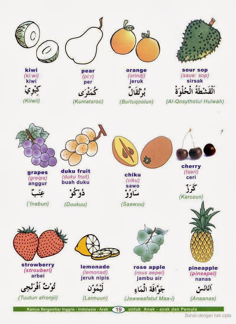 Dalam bahasa tempatan arab buah Bahasa Arab