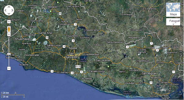 Mapa de El Salvador vista de Satelite