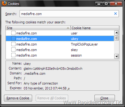 Remove All Cookies ukey mediafire