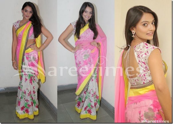 Nikitha_Narayan_Pink_White_Half_and_Half_Saree Nikitha_Narayan_Pink_White_Half_and_Half_Saree