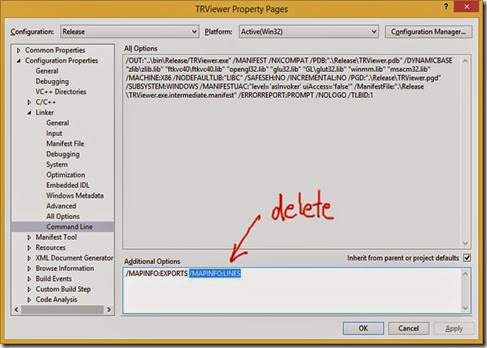 Delete the MAPINFO LINES option Delete the MAPINFO LINES option