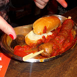 the currywurst at famous Toilet Restaurant Das Klo in Berlin in Berlin, Berlin, Germany