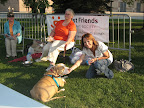 Jamie pets Truman, a very special dog sponsored by the Buehrles. Truman was found on the street, standing guard over the body of a dachshund who had been killed by a car. Such a gentle giant! Jamie pets Truman, a very special dog sponsored by the Buehrles. Truman was found on the street, standing guard over the body of a dachshund who had been killed by a car. Such a gentle giant!