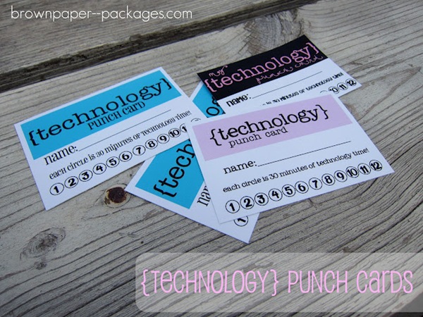 Technology  punch Cards for kids
