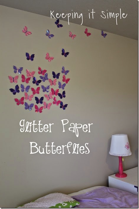Little girl's room idea glitter paper butterflies