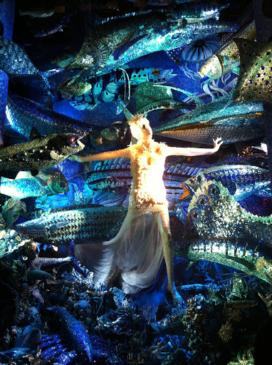 This window had an aquatic theme and had all sorts of glittery, sequins, and metallic accents to make it shine.