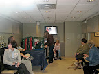 All of the animals and their humans waited patiently in the green room until it was their turn in the spotlight.