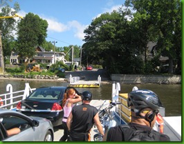 Cycling during summer : aboard the ferry, about to dock on the Laval side