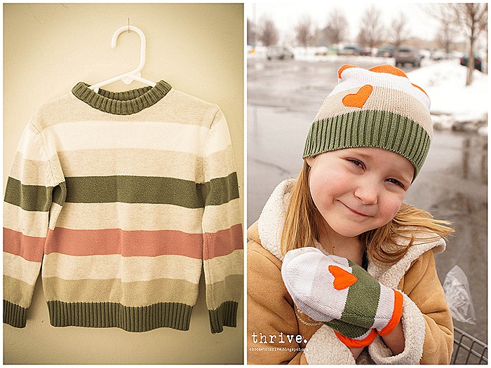 Make mittens & hats from old sweaters - choosetothrive.blogspot.com