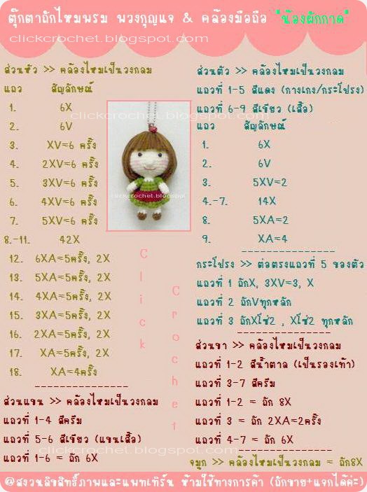 แพทเทิร์นตุ๊กตาถัก พวงกุญแจ คล้องมือถือ คน แพทเทิร์นตุ๊กตาถัก พวงกุญแจ คล้องมือถือ คน