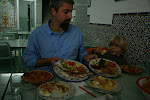 Cous-cous, fresh fish, merguez (lamb or goat sausage), salad Tunisienne, and briq (egg and tuna in a deep-fried pastry) are restaurant staples in Tunisia, Bonheur Restaurant, Nabeul, Tunisia