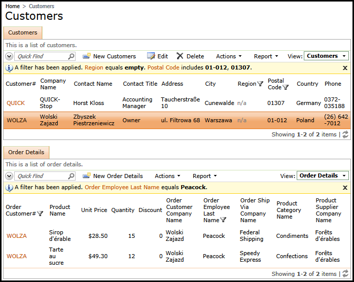 This is the view of Customers page as seen by non-administrative user account. This is the view of Customers page as seen by non-administrative user account.