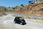 Driving around Crete in style. Renting a car is highly recommended by the duo.