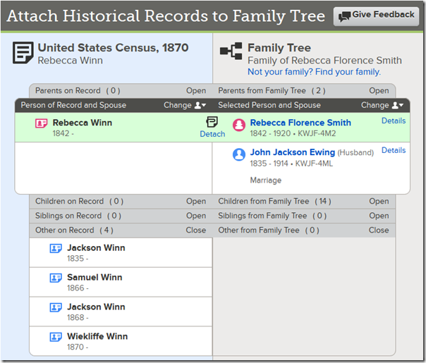 Enhanced attach record example with no matches lined up