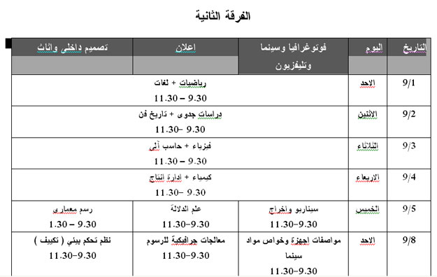 جدول امتحانات الفصل الصيفي بجامعة 6 أكتوبر لكلية فنون تطبيقية 2013 - اخبار وطني