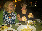 Sherri and Corinne at dinner.