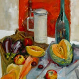 Stillleben mit Melone. Öl auf Leinwand. 50x70 cm. Copyright 2007 by O.Weinreich