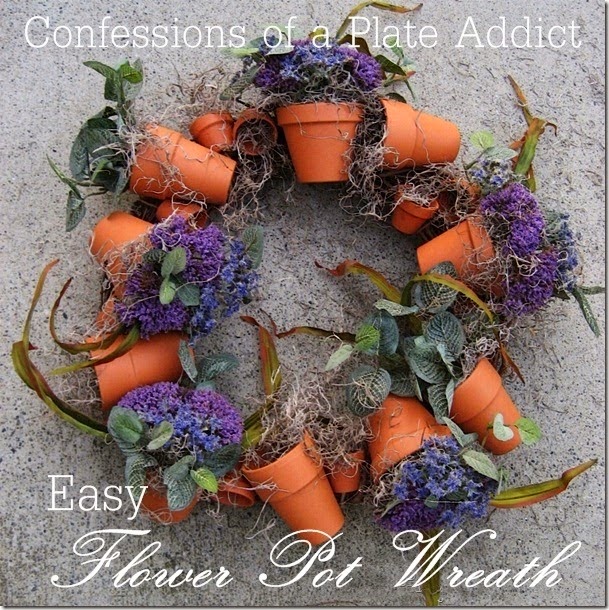 CONFESSIONS OF A PLATE ADDICT Easy Flower Pot Wreath CONFESSIONS OF A PLATE ADDICT Easy Flower Pot Wreath