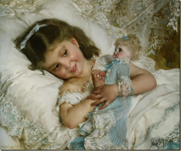 Portrait de fillette avec sa poupée Portrait de fillette avec sa poupée