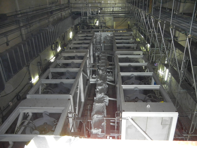 Skid of water treatment facility at the Fukushima Daiichi Nuclear Power Station, 3 June 2011. Sludge that will be generated in the process of treating radioactive water is estimated to contain 100 million becquerels of radioactive substances per cubic centimeter. TEPCO